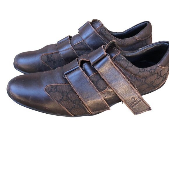 GUCCI Shoes Brown Guccissima Leather Velcro Sneakers Size 44 AUTHENTIC - Picture 7 of 16